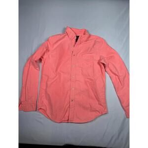 American Eagle Shirt Mens Medium Coral Peach Orange Casual Long Sleeve Button Up